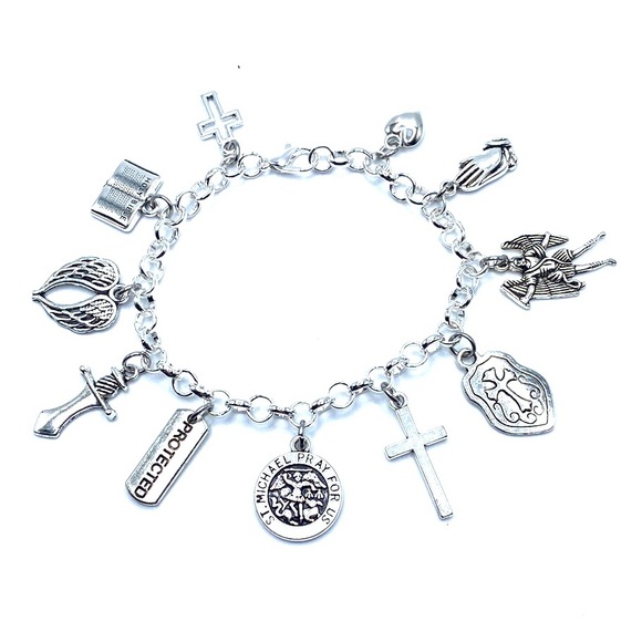 Saint Michael Charm Bracelet Protector Religious Christian Archangel - Picture 5 of 8